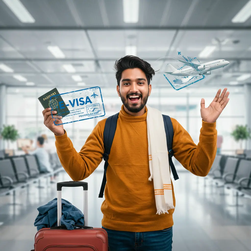 cheerful traveler